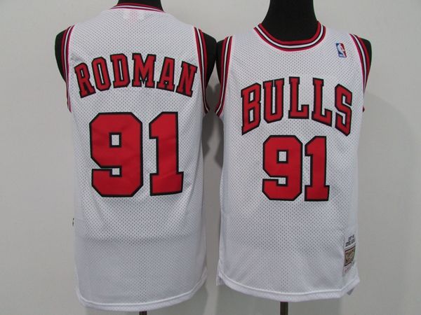 Chicago Bulls 1997/98 RODMAN #91 White Classics Basketball Jersey (Stitched) 02