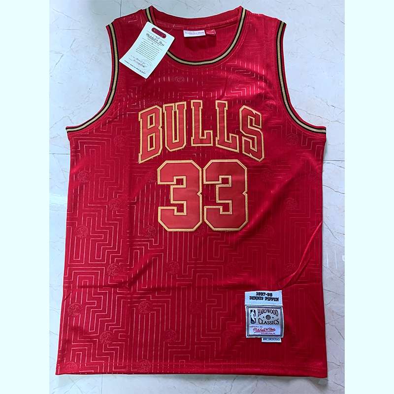 Chicago Bulls PIPPEN #33 Red Classics Basketball Jersey (Stitched) 02