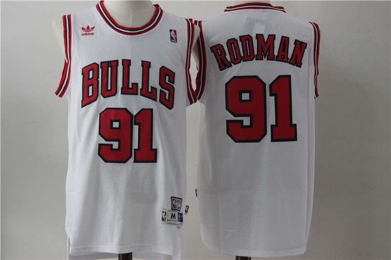 Chicago Bulls RODMAN #91 White Classics Basketball Jersey (Stitched)