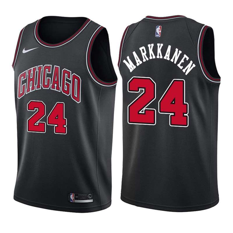 Chicago Bulls MARKKANEN #24 Black Basketball Jersey (Stitched)