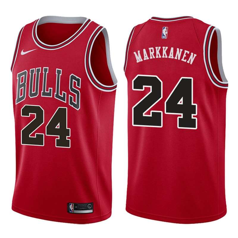 Chicago Bulls MARKKANEN #24 Red Basketball Jersey (Stitched)