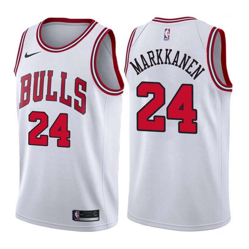 Chicago Bulls MARKKANEN #24 White Basketball Jersey (Stitched)