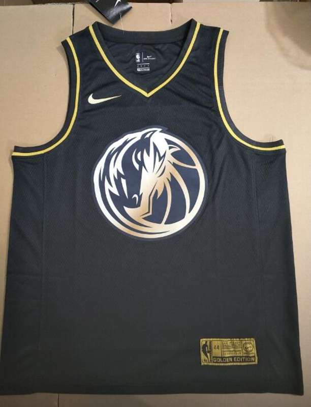 Dallas Mavericks 2020 DONCIC #77 Black Gold Basketball Jersey (Stitched)