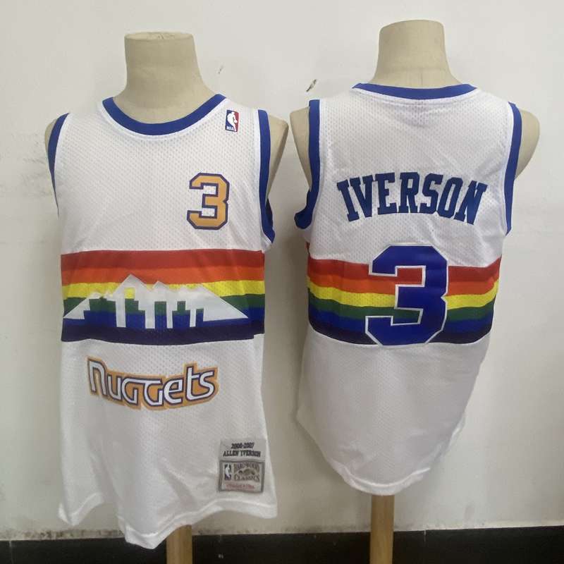 Denver Nuggets 06/07 IVERSON #3 White Classics Basketball Jersey (Stitched)