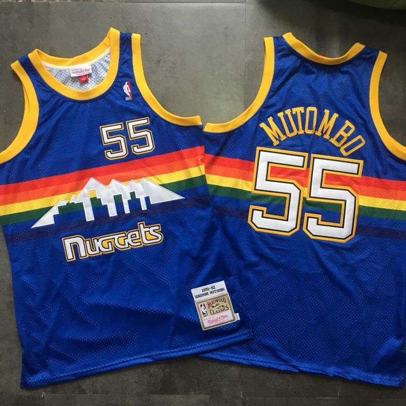 Denver Nuggets 91/92 MUTOMBO #55 Blue Classics Basketball Jersey (Closely Stitched)