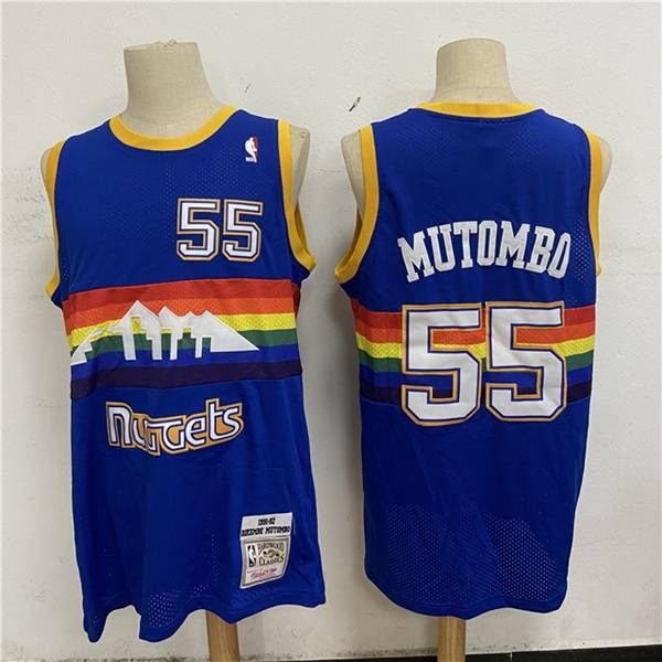 Denver Nuggets 91/92 MUTOMBO #55 Blue Classics Basketball Jersey (Stitched)
