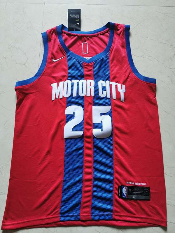 Detroit Pistons 2020 ROSE #25 Red City Basketball Jersey (Stitched)