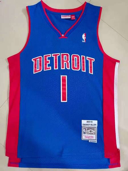 Detroit Pistons 2003/04 BILLUPS #1 Blue Classics Basketball Jersey (Stitched)