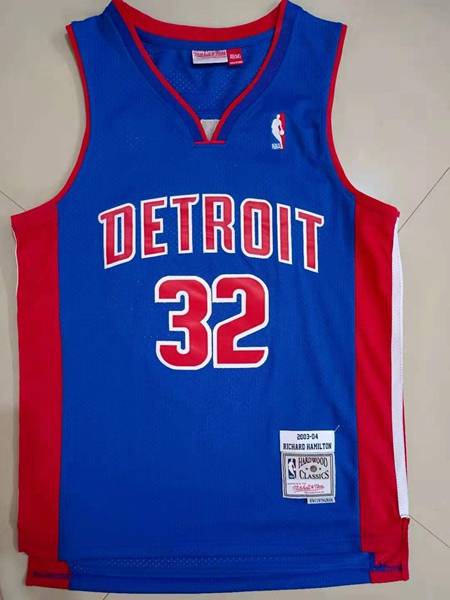 Detroit Pistons 2003/04 HAMILTON #32 Blue Classics Basketball Jersey (Stitched)