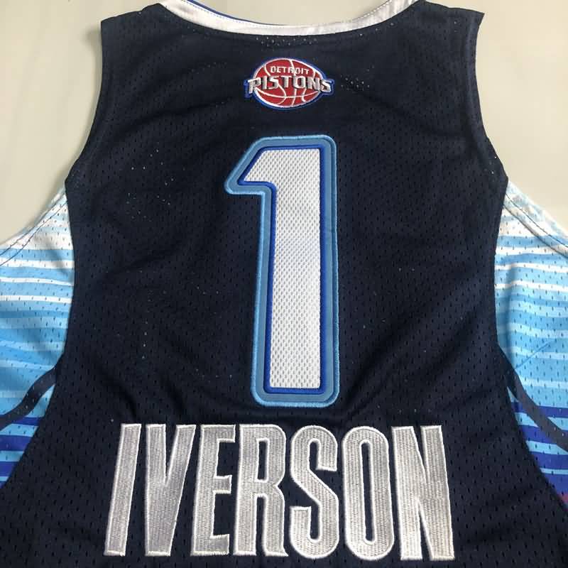 Detroit Pistons 2009 IVERSON #1 Dark Blue Classics Basketball Jersey (Closely Stitched)