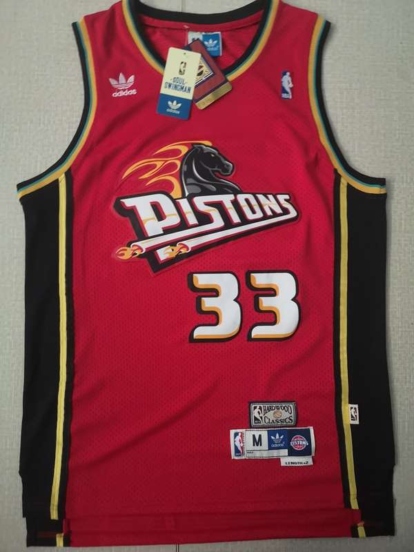 Detroit Pistons HILL #33 Red Classics Basketball Jersey (Stitched)