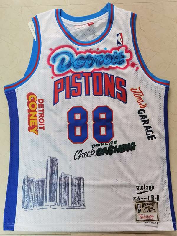 Detroit Pistons DON #88 White Basketball Jersey (Stitched)