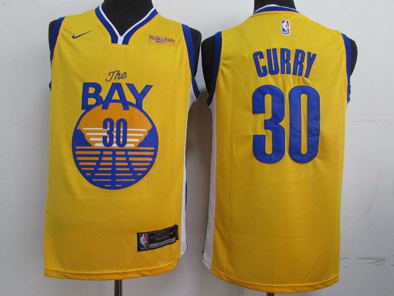 Golden State Warriors 2020 CURRY #30 Yellow Basketball Jersey (Stitched)