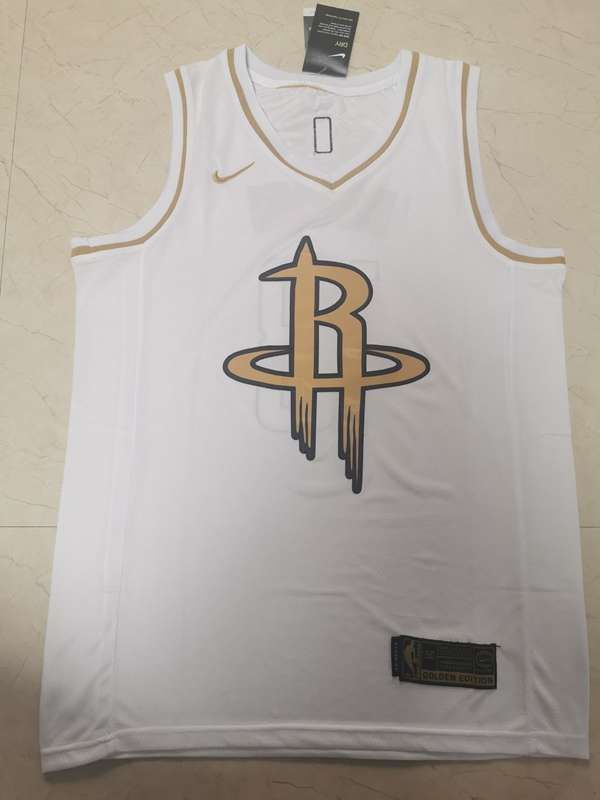 Houston Rockets 2020 HARDEN #13 White Gold Basketball Jersey (Stitched)