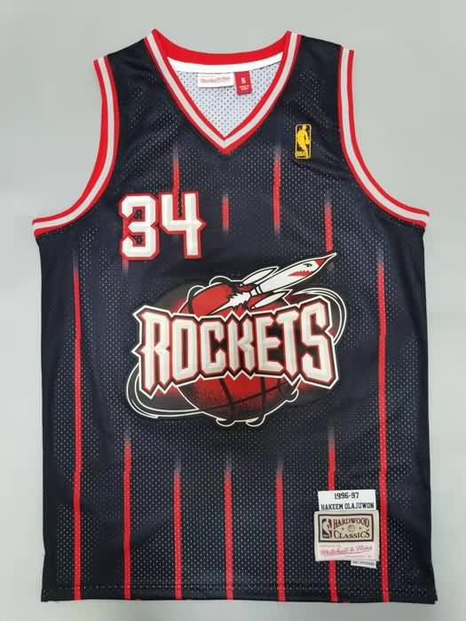 Houston Rockets 1996/97 OLAJUWON #34 Black Classics Basketball Jersey (Stitched)