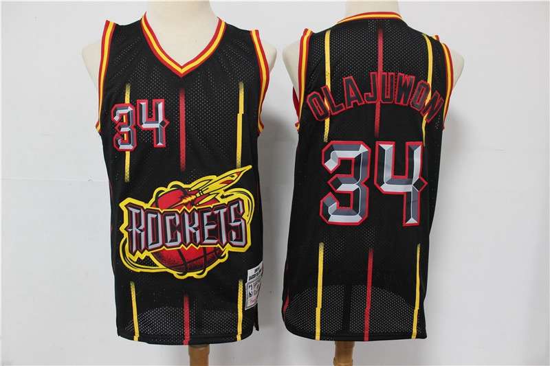 Houston Rockets OLAJUWON #34 Black Classics Basketball Jersey (Stitched)
