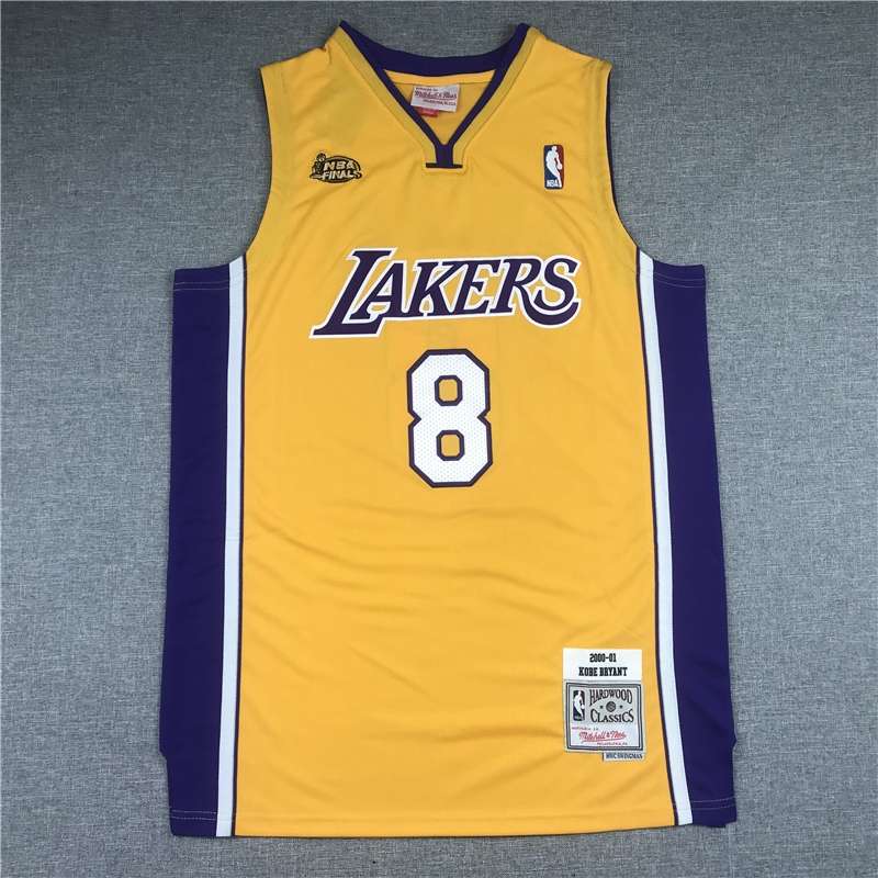 Los Angeles Lakers 00/01 BRYANT #8 Yellow Finals Classics Basketball Jersey (Stitched)