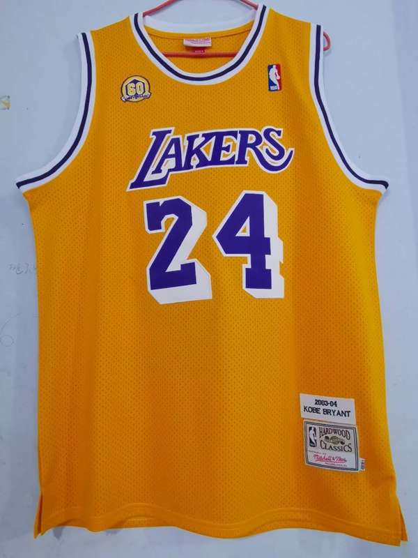 Los Angeles Lakers 03/04 BRYANT #24 Yellow Classics Basketball Jersey (Stitched)