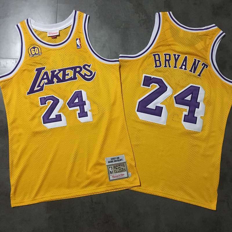 Los Angeles Lakers 07/08 BRYANT #24 Yellow Classics Basketball Jersey (Closely Stitched)