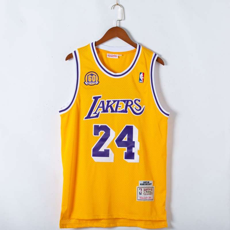 Los Angeles Lakers 07/08 BRYANT #24 Yellow Classics Basketball Jersey (Stitched)