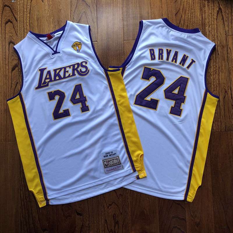 Los Angeles Lakers 2009/10 BRYANT #24 White Finals Classics Basketball Jersey (Closely Stitched)
