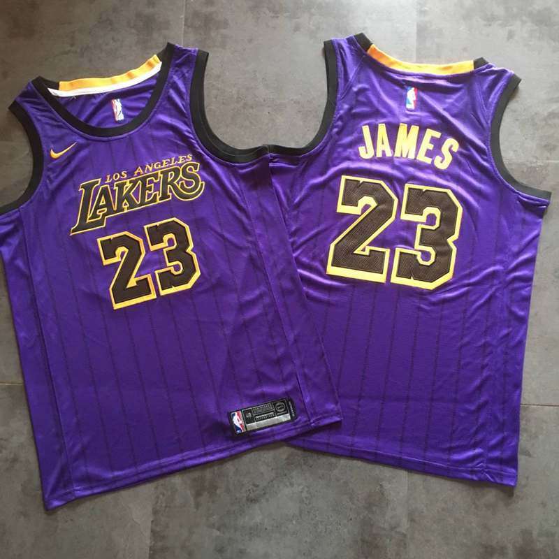 Los Angeles Lakers 2019 JAMES #23 Purple City Basketball Jersey (Closely Stitched)