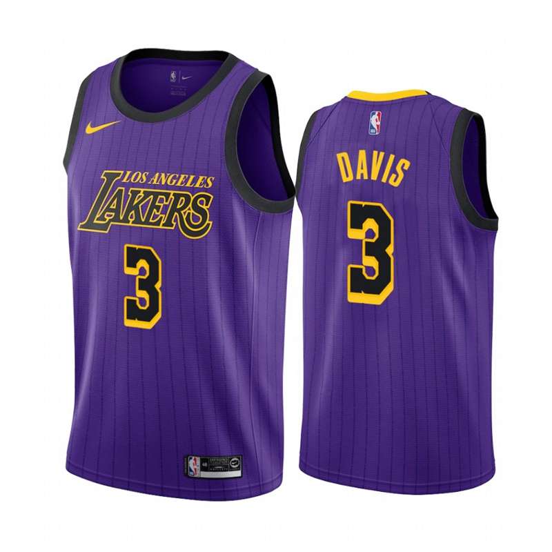 2019 Los Angeles Lakers DAVIS #3 Purple City Basketball Jersey (Stitched)