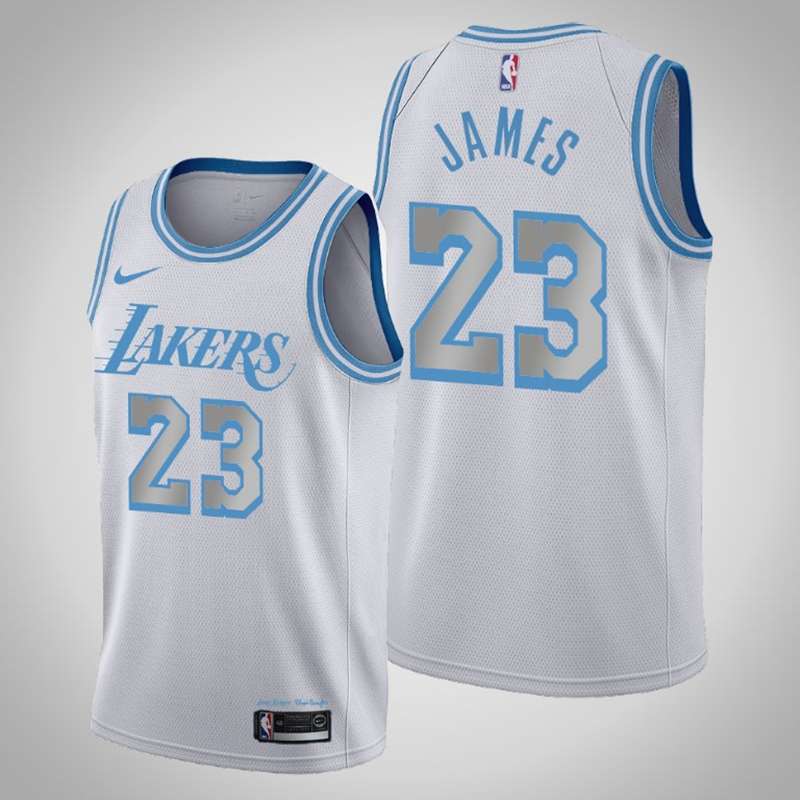 Los Angeles Lakers 20/21 JAMES #23 White City Basketball Jersey (Stitched)
