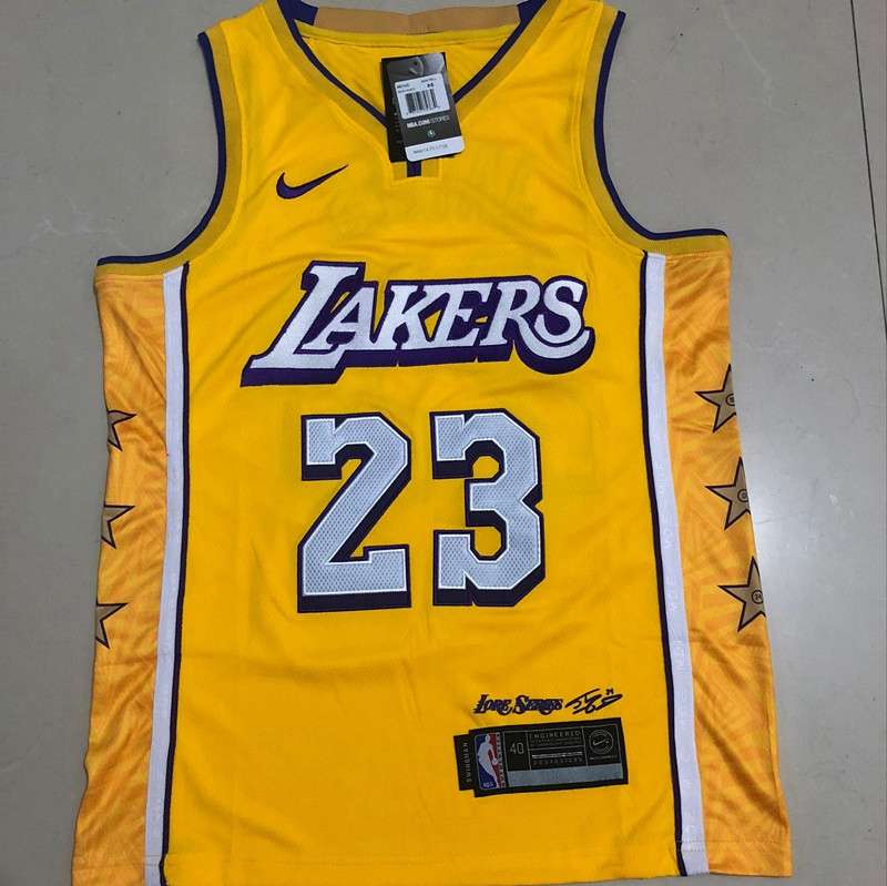 Los Angeles Lakers 2020 JAMES #23 Yellow City Basketball Jersey (Closely Stitched)