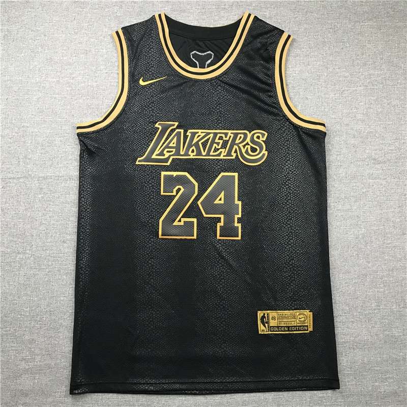 Los Angeles Lakers 2020 BRYANT #24 Black Gold Basketball Jersey (Stitched) 02