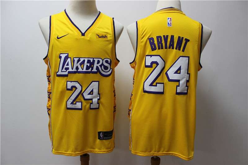 Los Angeles Lakers 2020 BRYANT #24 Yellow City Basketball Jersey (Stitched)