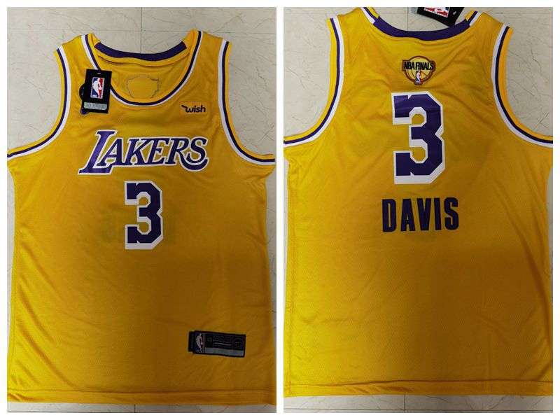 Los Angeles Lakers 2020 DAVIS #3 Yellow Finals Basketball Jersey (Stitched)