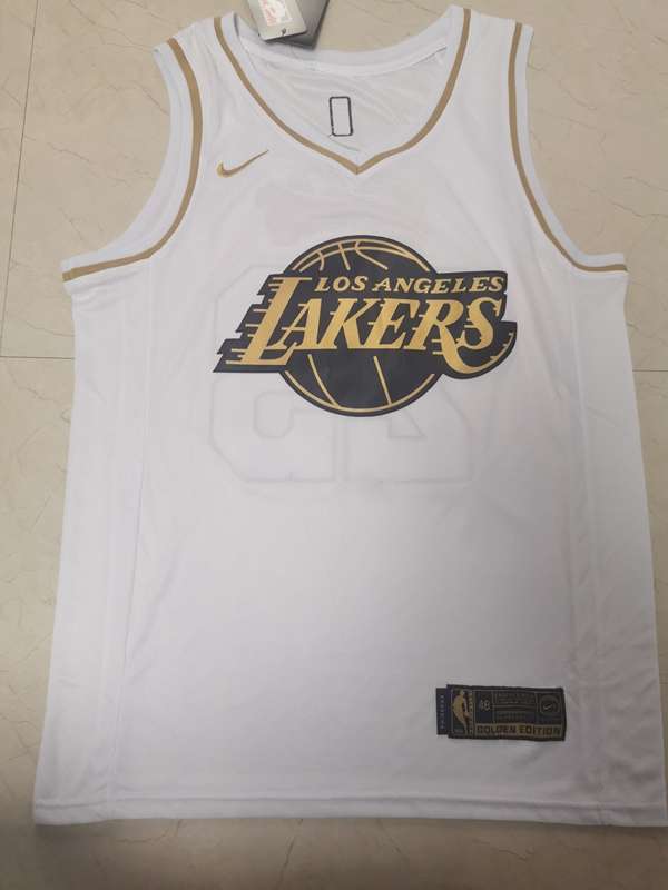 Los Angeles Lakers 2020 JAMES #23 White Gold Basketball Jersey (Stitched)