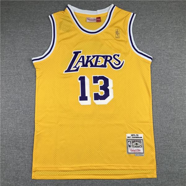 Los Angeles Lakers 71/72 CHAMBERLAIN #13 Yellow Classics Basketball Jersey (Stitched)