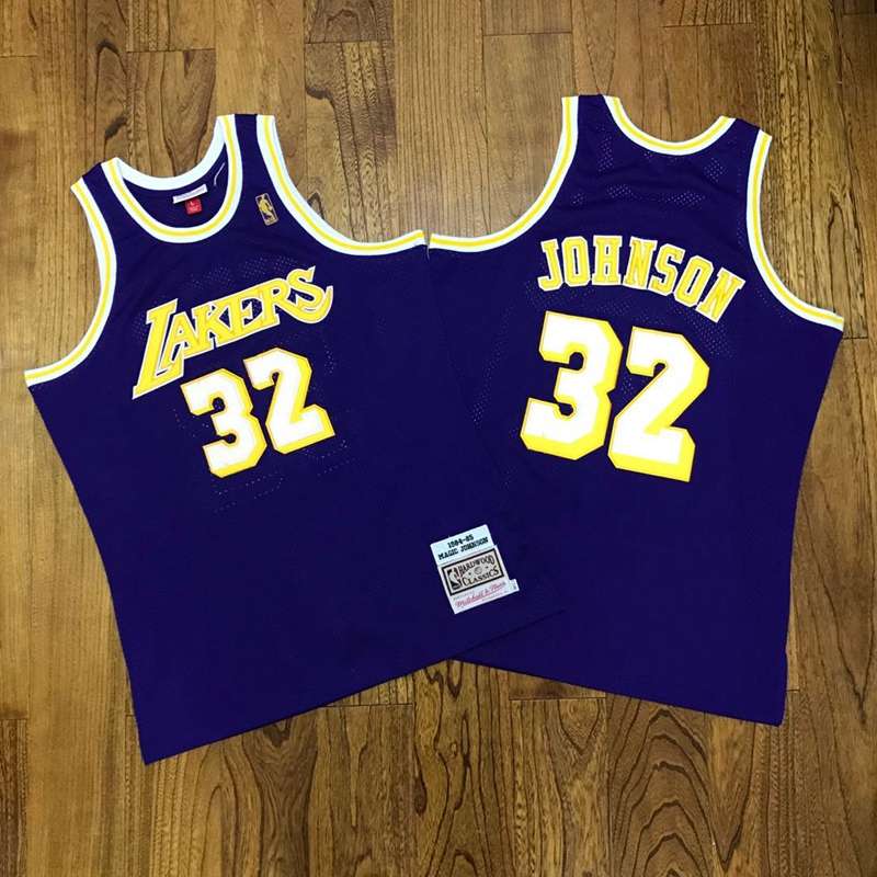 Los Angeles Lakers 84/85 JOHNSON #32 Purple Classics Basketball Jersey (Closely Stitched)
