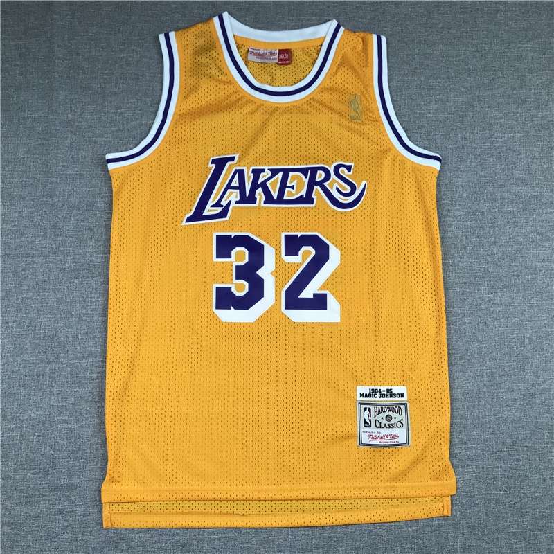 Los Angeles Lakers 84/85 JOHNSON #32 Yellow Classics Basketball Jersey (Stitched)