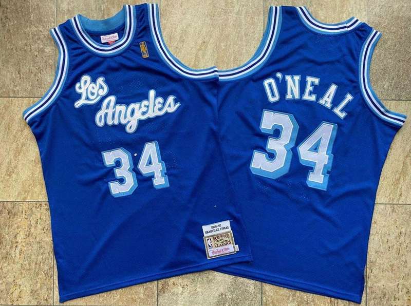 Los Angeles Lakers 96/97 ONEAL #34 Blue Classics Basketball Jersey (Closely Stitched)