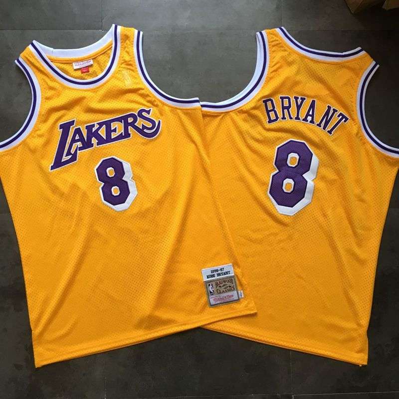Los Angeles Lakers 96/97 BRYANT #8 Yellow Classics Basketball Jersey (Closely Stitched)