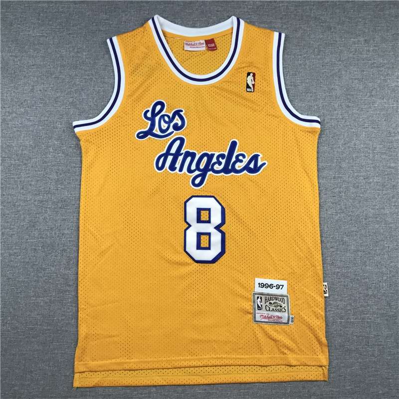 Los Angeles Lakers 96/97 BRYANT #8 Yellow Classics Basketball Jersey (Stitched)