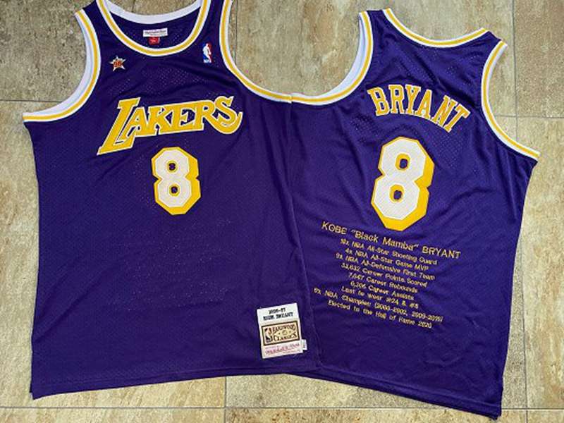 Los Angeles Lakers 1998 BRYANT #8 Purple ALL-STAR Classics Basketball Jersey (Closely Stitched) 02