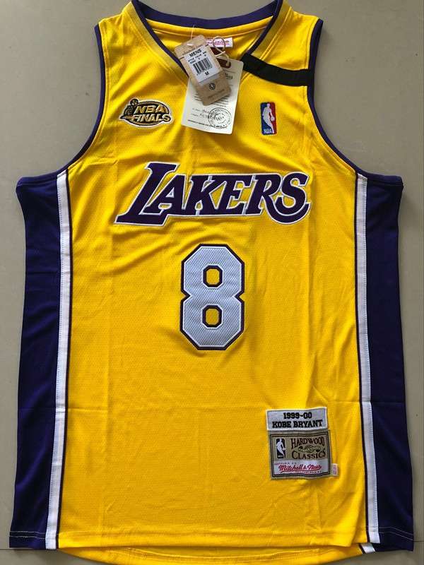 Los Angeles Lakers 99/00 BRYANT #8 Yellow Finals Classics Basketball Jersey (Closely Stitched)