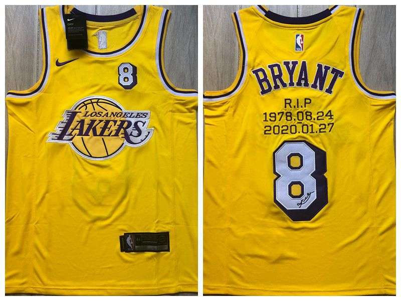 Los Angeles Lakers BRYANT #8 Yellow Basketball Jersey (Closely Stitched)
