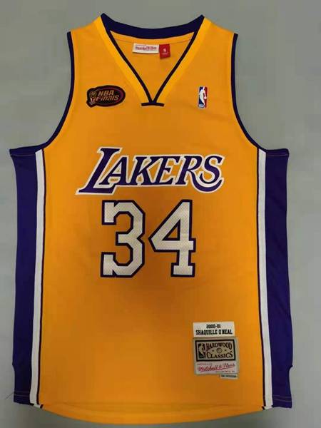 Los Angeles Lakers 2000/01 ONEAL #34 Yellow Finals Classics Basketball Jersey (Stitched)