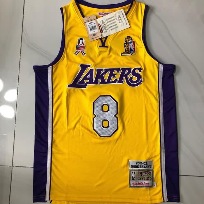 Los Angeles Lakers 2001/02 BRYANT #8 Yellow Classics Basketball Jersey (Closely Stitched)