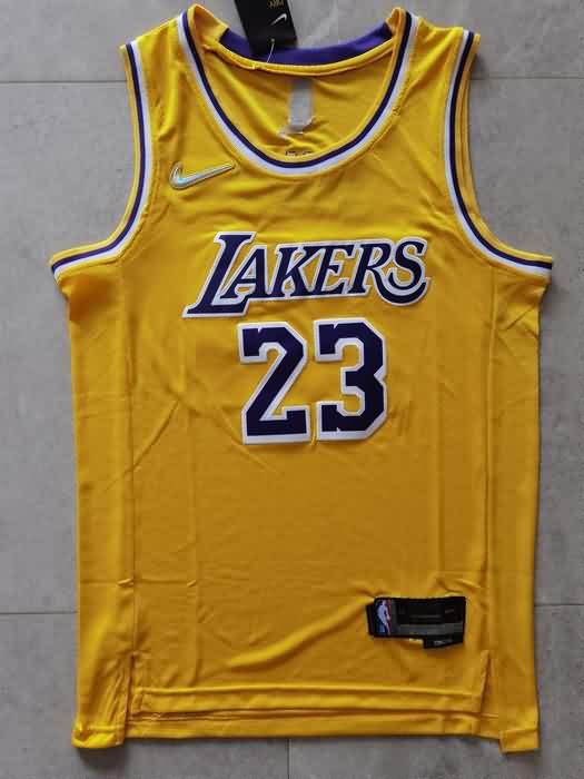 Los Angeles Lakers 21/22 JAMES #23 Yellow Basketball Jersey (Stitched)