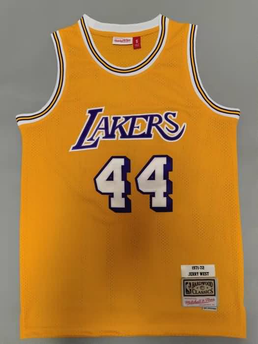 Los Angeles Lakers 1971/72 WEST #44 Yellow Classics Basketball Jersey (Stitched)