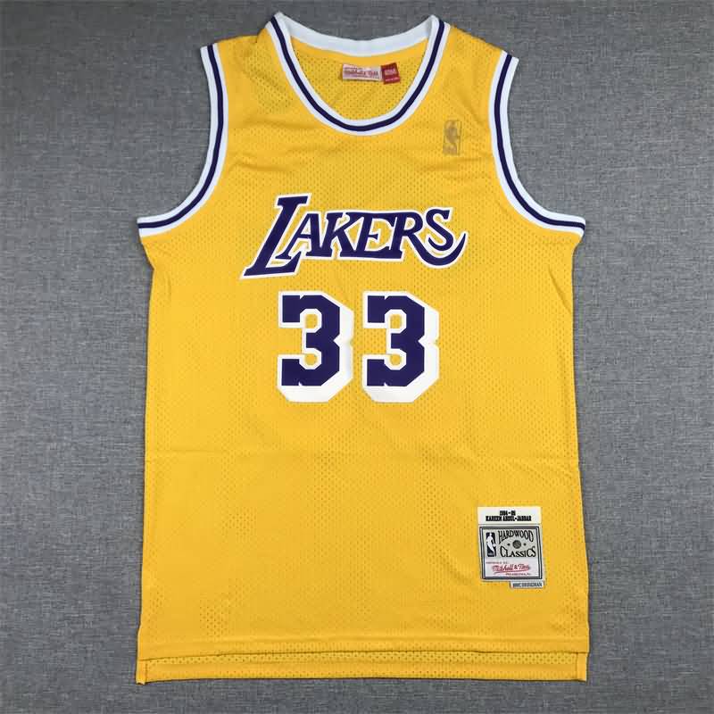 Los Angeles Lakers 1984/85 ABDUL-JABBAR #33 Yellow Classics Basketball Jersey (Stitched)