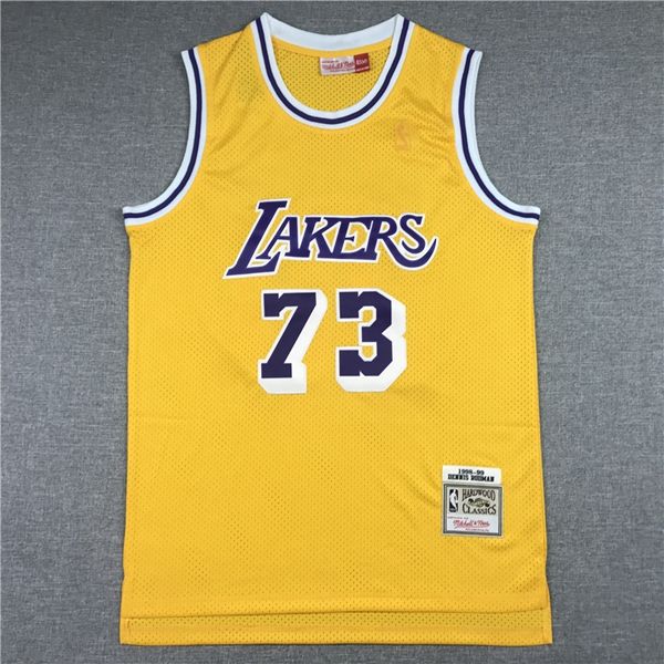 Los Angeles Lakers 1998/99 RODMAN #73 Yellow Classics Basketball Jersey (Stitched)