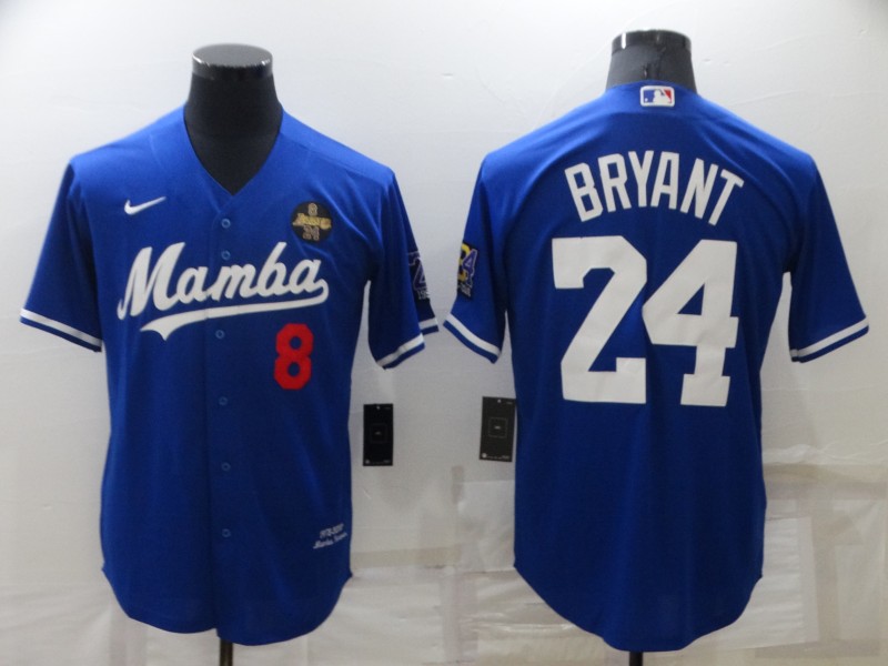 Los Angeles Lakers BRYANT #8 #24 Blue Baseball Jersey