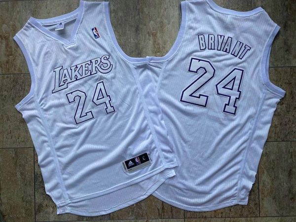 Los Angeles Lakers BRYANT #24 White Basketball Jersey (Closely Stitched) 03